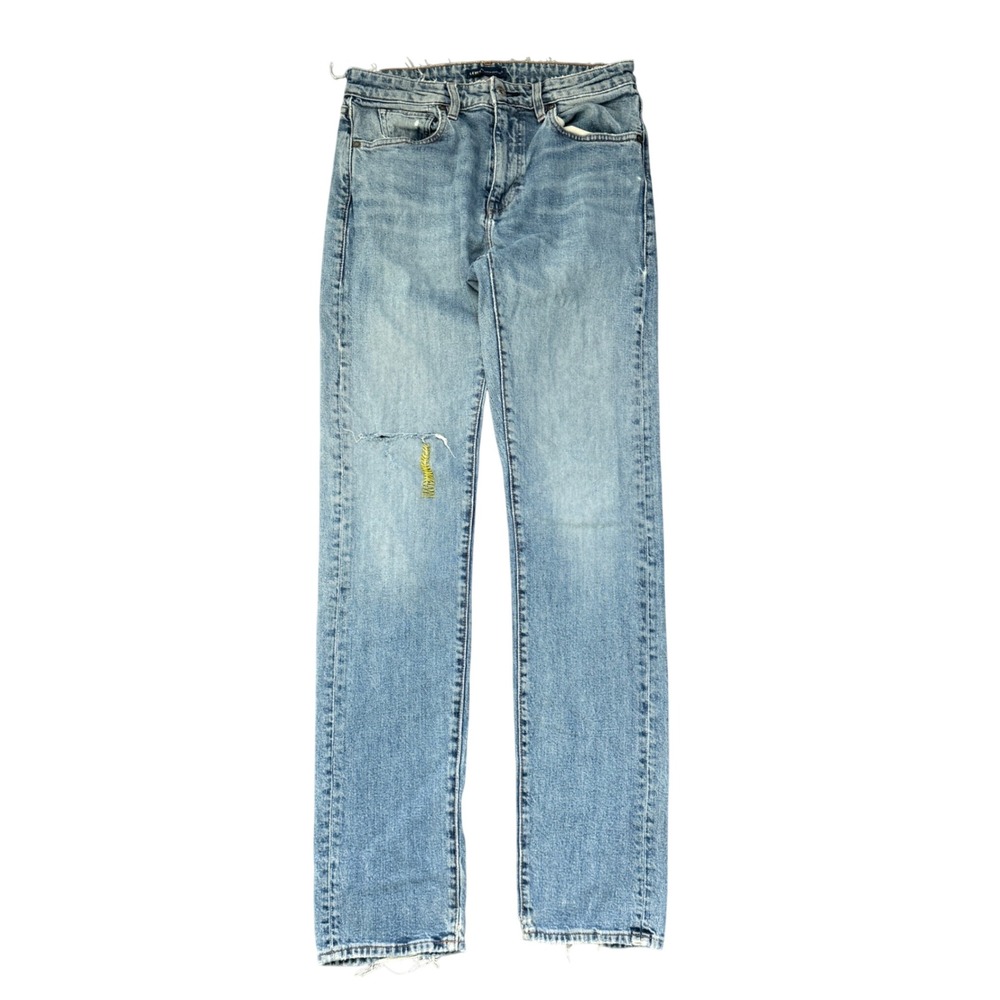 Levis Made & Crafted Tack Slim Jeans Mens 30x34 Blue Distressed Raw Hem Denim